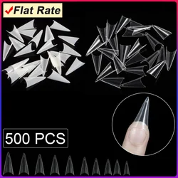 500 Pieces XS Short Stiletto Half False Nail Tips Nail Manicure Fake Nail Art Design 10 Sizes Acrylic Nails Capsule Ongle