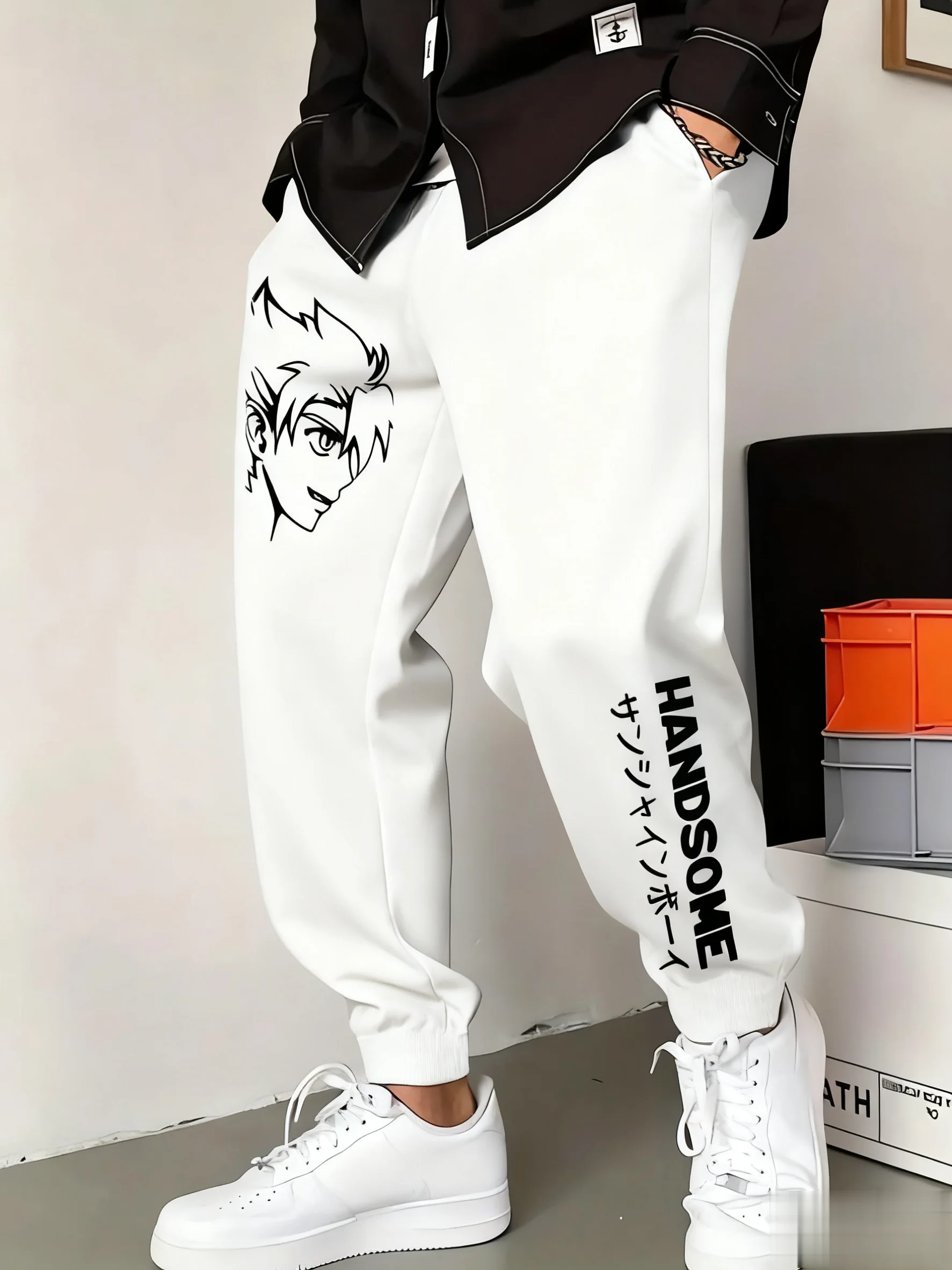 Men's Anime Sweatpants Japanese Manga Printed Casual Trousers Streetwear Hip Hop Cotton Summer Autumn Fashion Y2k Sports Pants