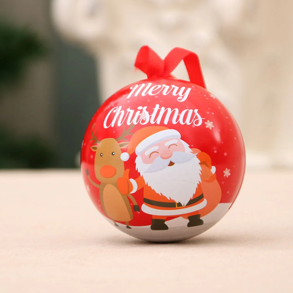 

6Pcs Christmas Candy Boxes Ball Shaped Printed Hanging Decorations for Christmas Tree Party Favors Small Gift Holders