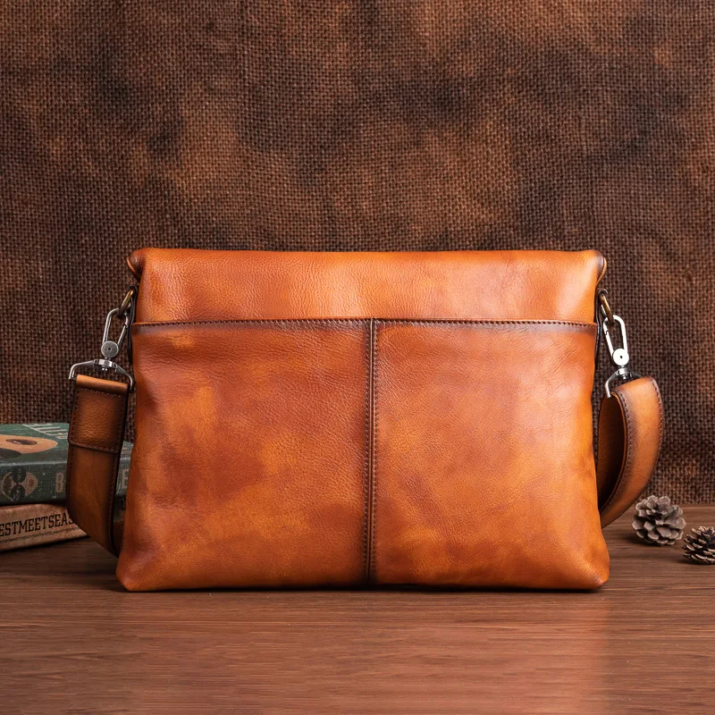 2024 nova bolsa de ombro dos homens do couro do vintage saco do mensageiro do couro genuíno elegante casual masculino grandes sacos crossbody