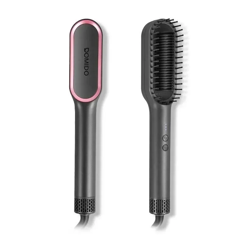 DOMIDO AURO-Blow Dryer Brush 2.0 Hair Straightener Brush 2 in 1 Fast Heat Up Straightening Brush