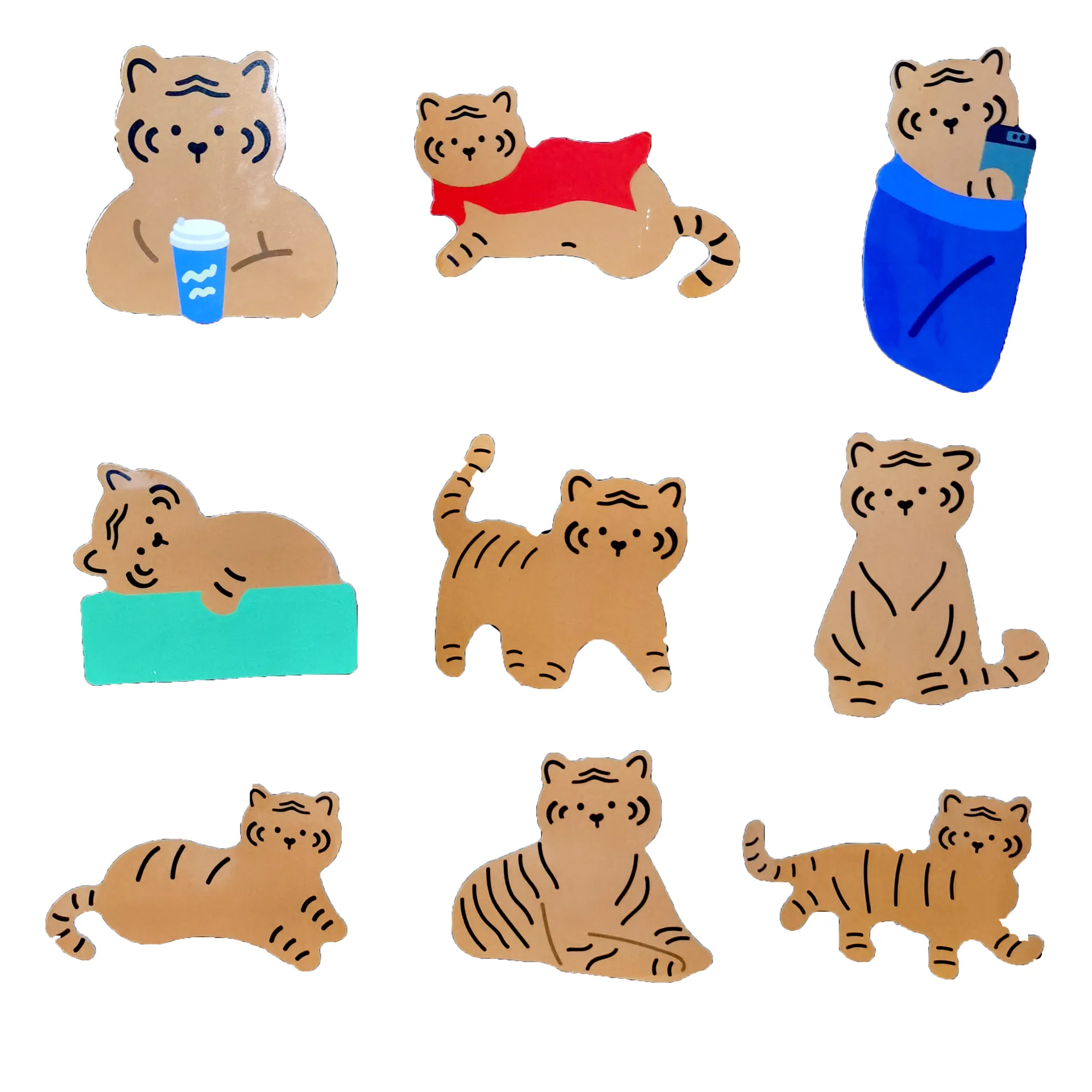 40Pcs Cute Tiger Stickers For Suitcase Skateboard Laptop Luggage Fridge Phone Car Styling DIY Decal Pegatinas