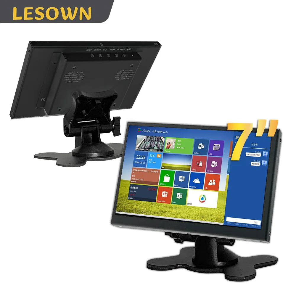 

LESOWN 7 Inch Auxiliary Monitor Industrial Touchscreen 1024x600 IPS Laptop Extended Screen Extra Display for Laptop PC TV CCTV