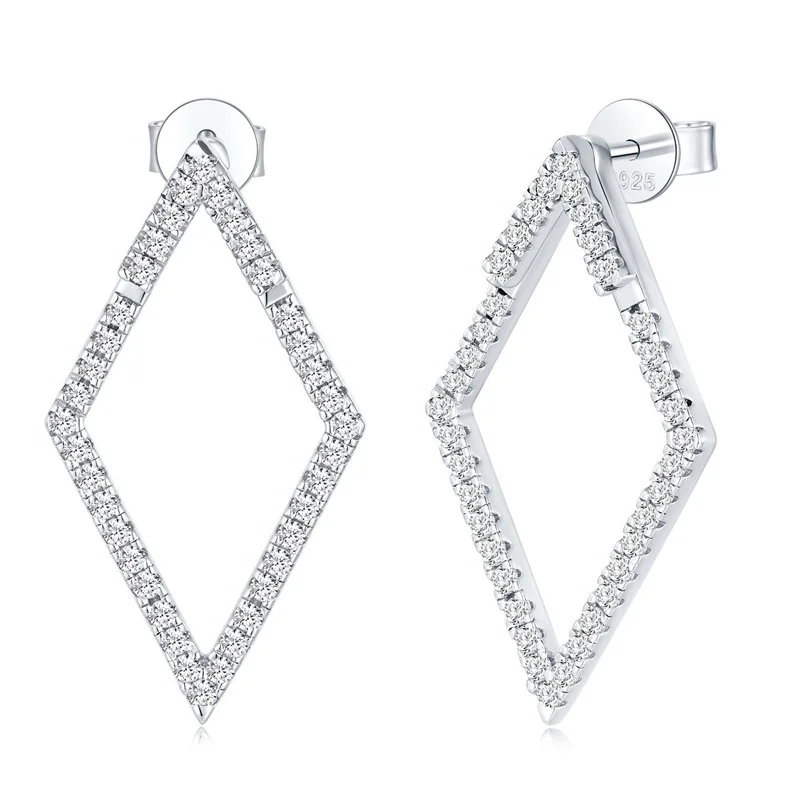 ZFSILVER Fashion Trendy Classic s925 Silver Color D Moissanite Rhombus Earrings For Charms Women Accessories Jewelry Gift E15568