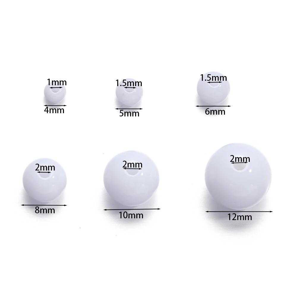 10-100pcs/lot White Acrylic Round Bead Charm Spacer Loose Beads for DIY Necklace Bracelet Earring Jewelry Making Supplies 4-12mm