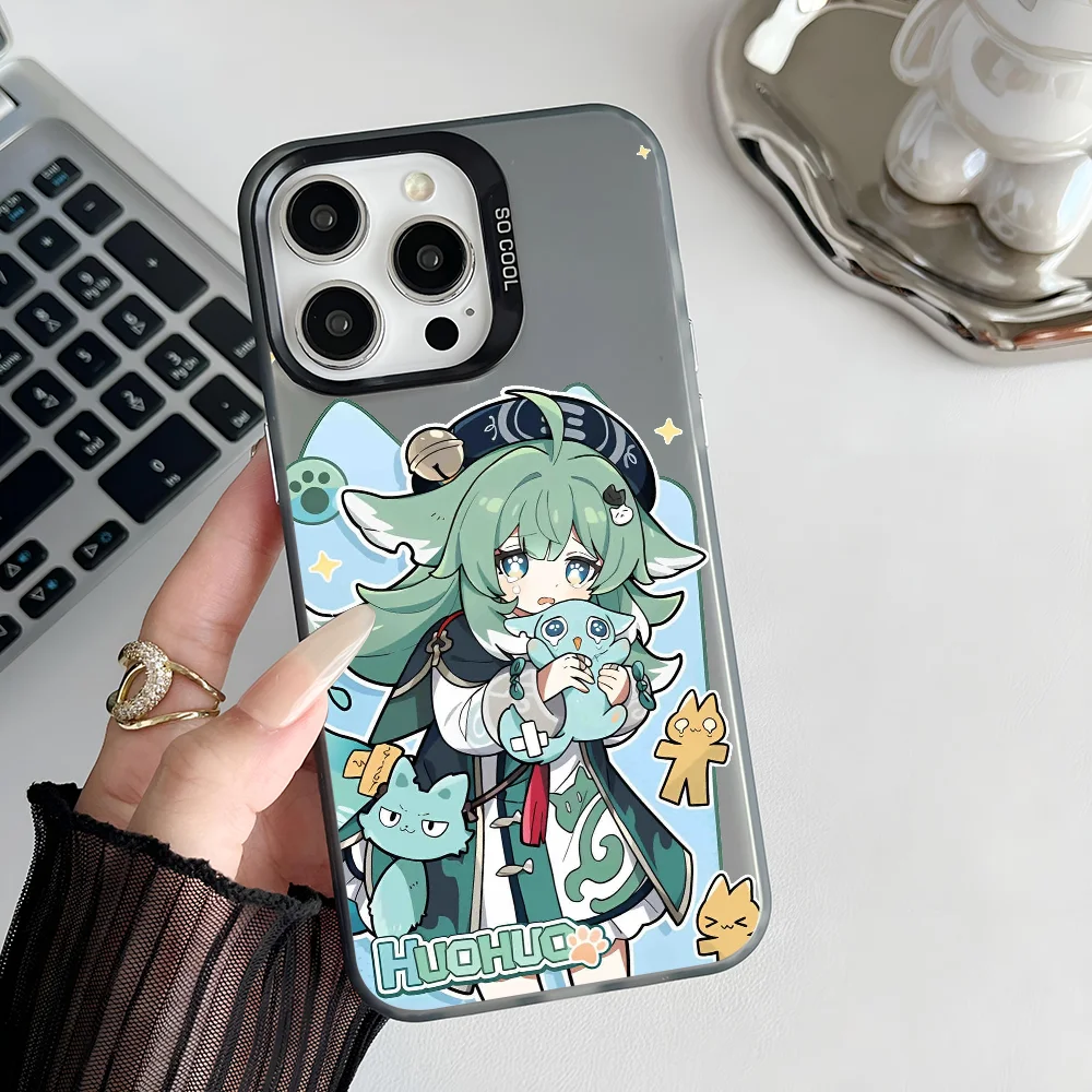 Honkai Star Rail Huohuo Phone Case IMD Color Silver Shell For IPhone 16 15 14 13 12 Pro Max Plus
