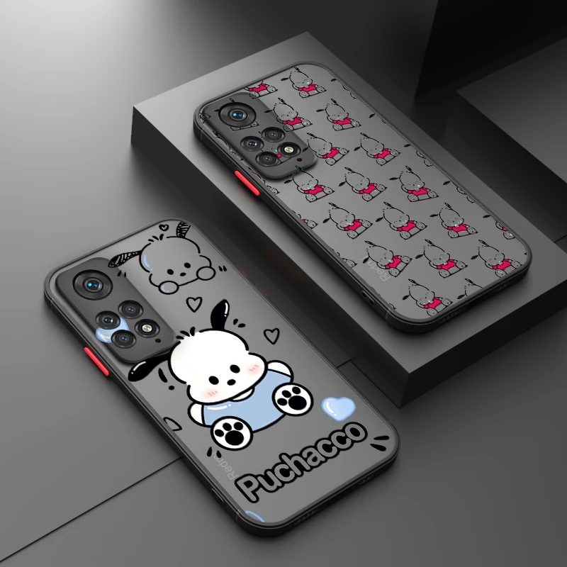 

Kawaii Pochacco Dog For Xiaomi Redmi Note 12 Turbo Speed 11 10 9 Pro Plus Max 4G 5G Frosted Translucent Hard Phone Case Fundas