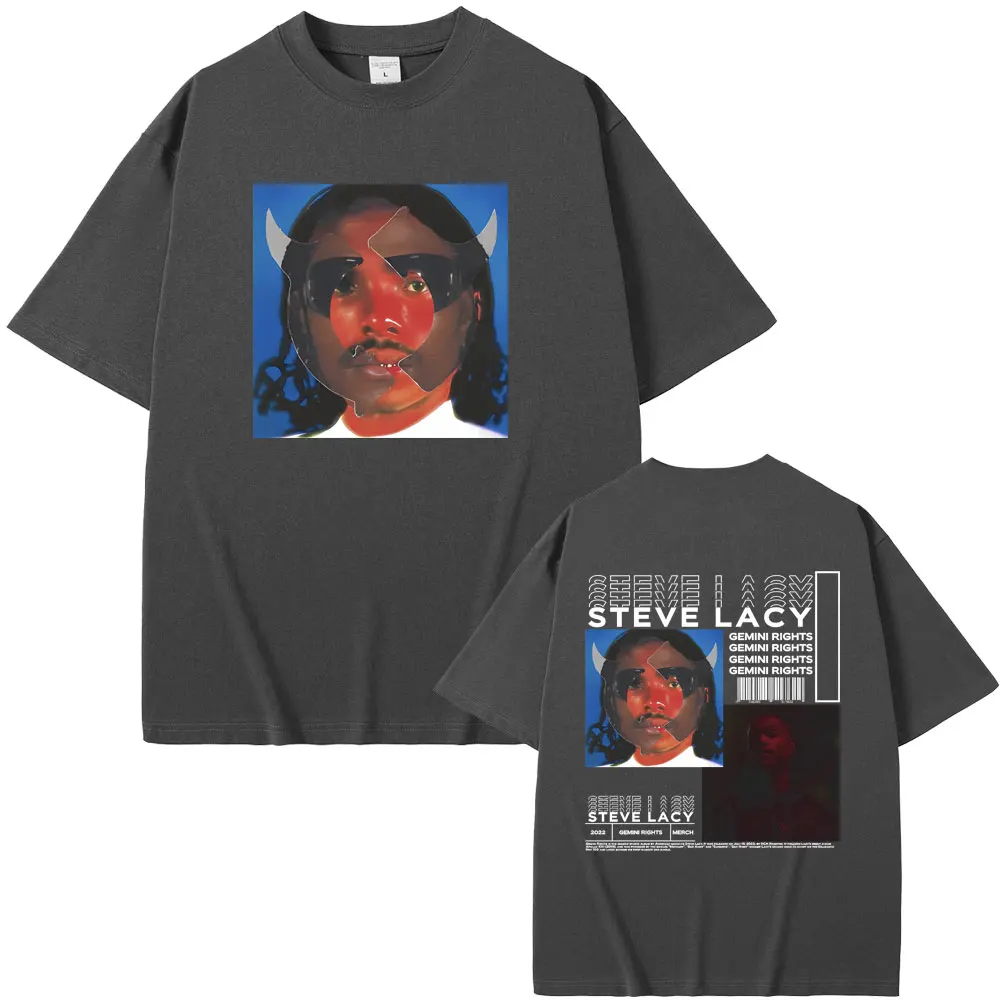 تيشيرت كلاسيكي كبير الحجم للرجال ، مغني الراب Steve Lacy ، قناع جيميني ، غطاء ألبوم ، طباعة على الوجهين ، هيب هوب ، موضة ، تيشيرتات ذكور