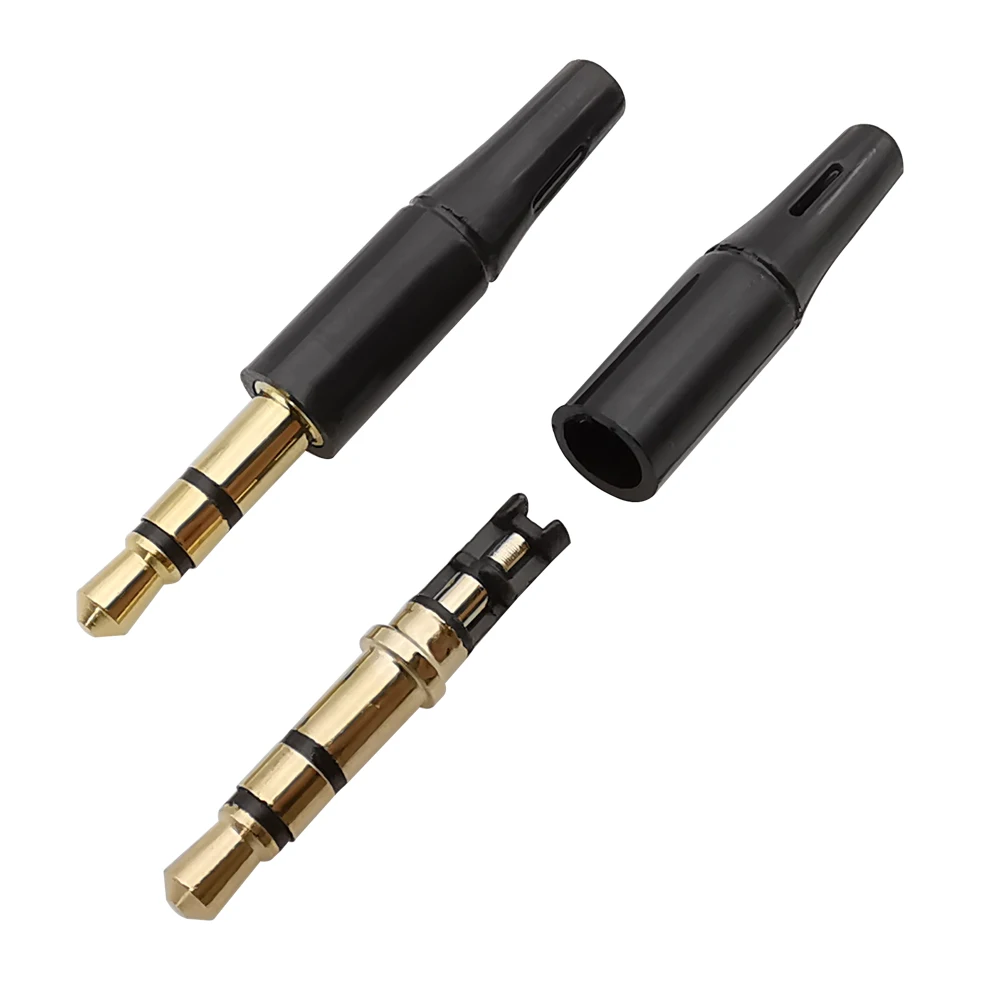 10Pcs 3.5mm Stereo Headset Plug 3/4 Poles Gold Planted Sliver 3.5 Audio Plug Jack Adapter for Iphone Earphone DIY Repair