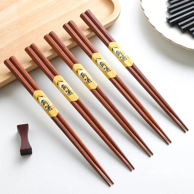 عيدان تناول الطعام اليابانية ذات طرف مدبب، عيدان تناول الطعام الخشبية المثمنة للاستخدام المنزلي، أدوات مائدة خشبية مقاومة للبكتيريا والعفن