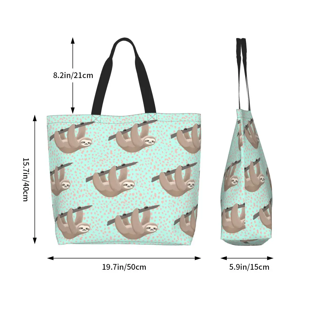 Super Cute Sloth Shopping Tote Bag Canvas Large Capacity Shoulder Bags Shopper Grocery Handbag for Women