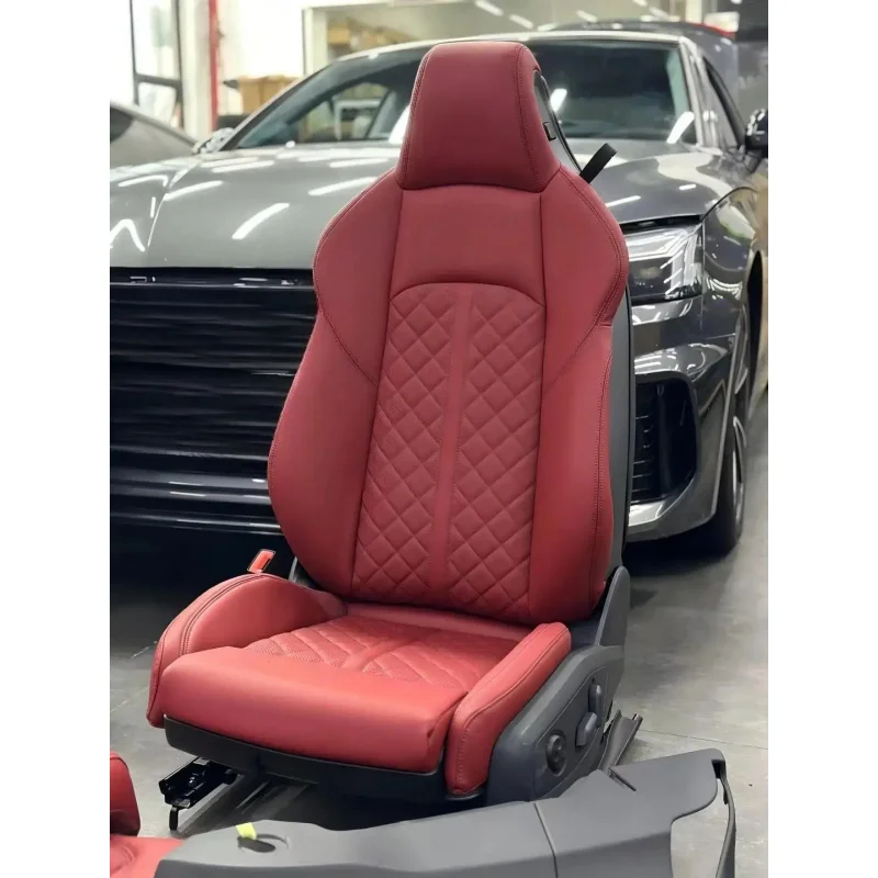 

For Audi Custom Red Leather Electric Seat Upgrade for Audi Luxury Quilted Interior Adjustable Performance Seats