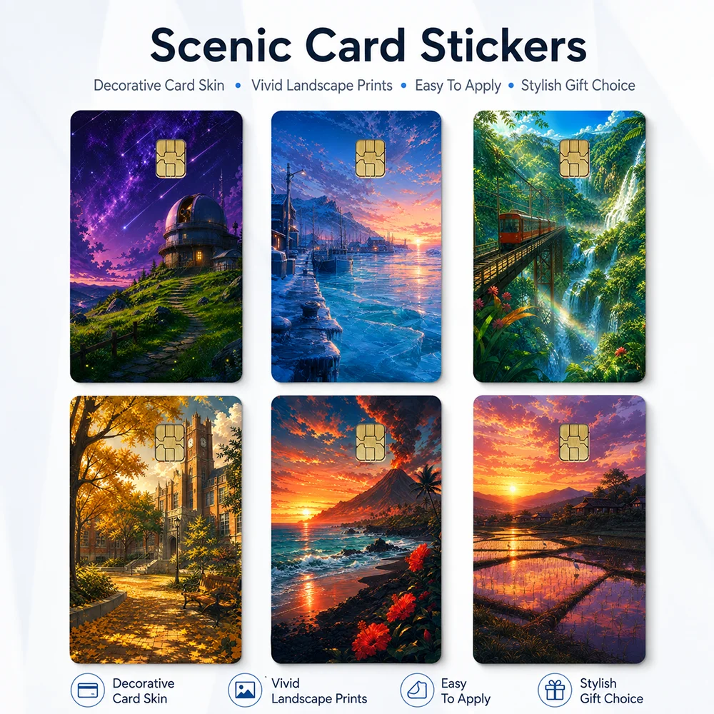 Scenic Landscape Card Sticker Skin Creative Nature Art Design Decorative Card Cover Waterproof DIY Sticker Bank Card Gift