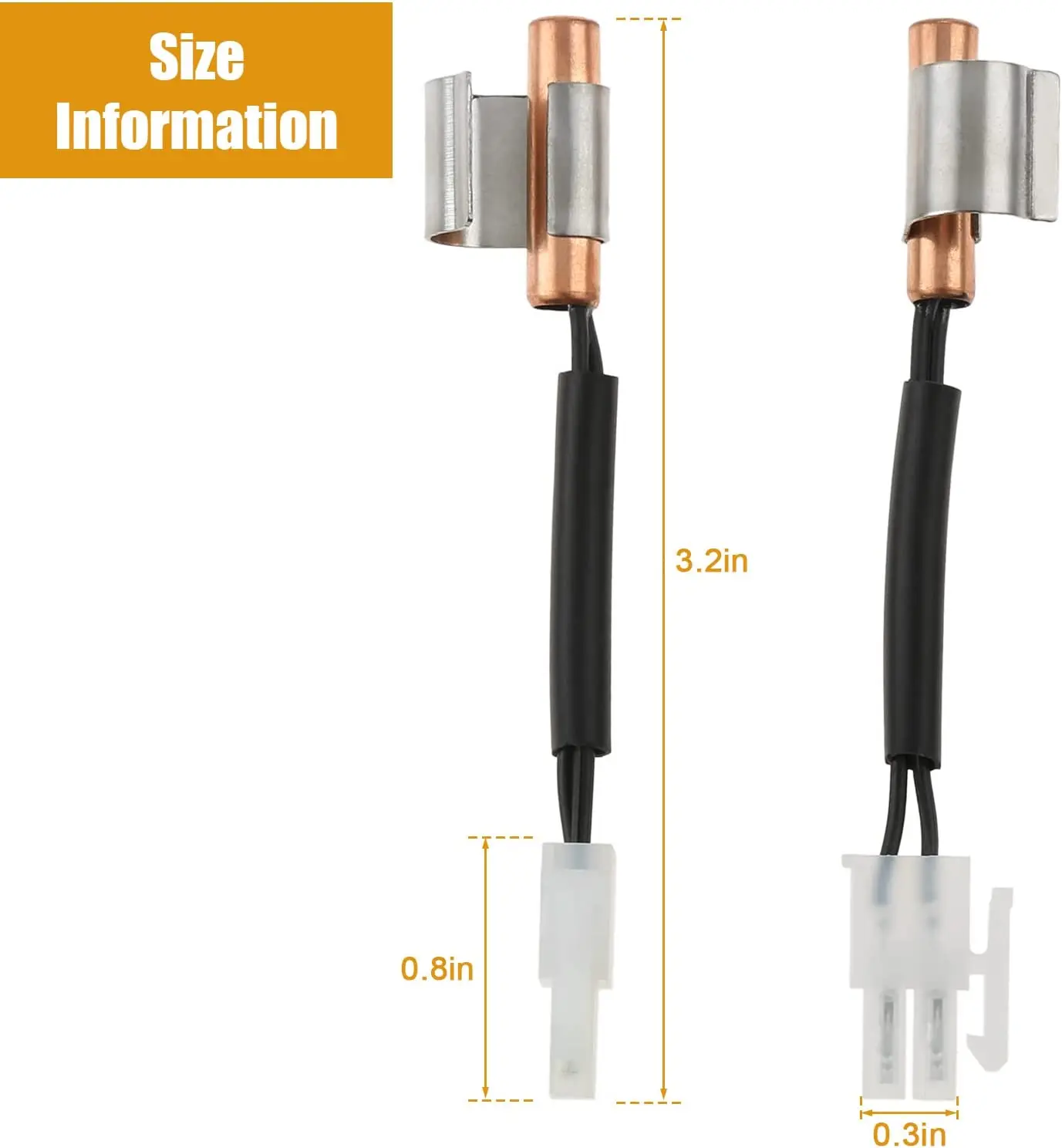 2pcs W10383615 Refrigerator Thermistor with Clip Temperature Sensor fit for Whirlpool Refrigerator Replace AP6020675 W10383615