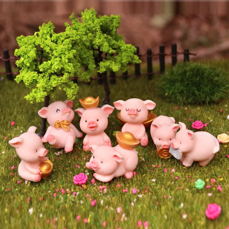 

Lucky Pig Ornaments for Home Decoration, Resin Miniature Craft, Cute Cake Topper, Garden Micro Landscape, 1Pc