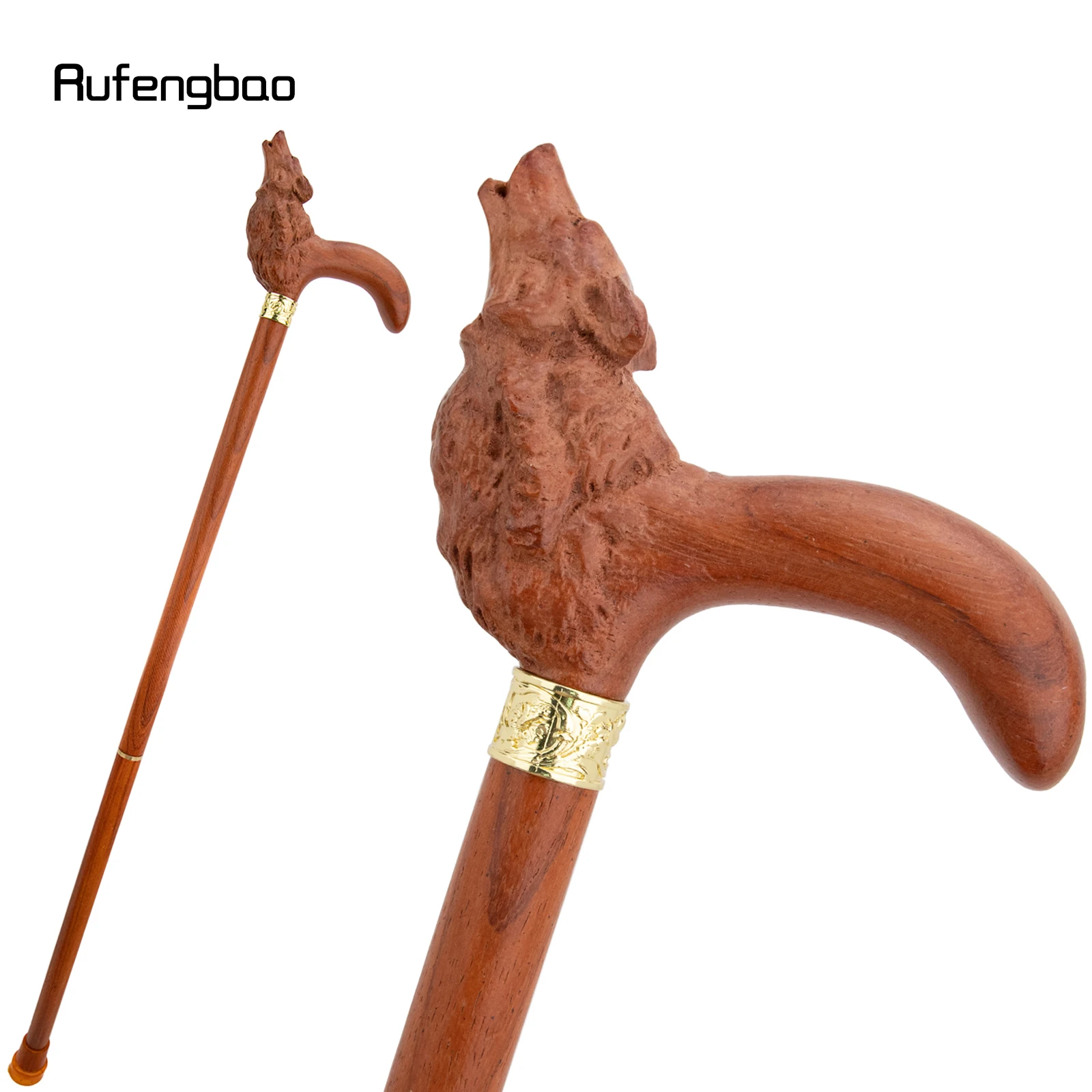 البني الأحمر الذئب خشبية عصا الموضة الزخرفية مصاص دماء تأثيري حفلة الخشب عصا للمشي هالوين الصولجان العصا Crosier 95 سنتيمتر
