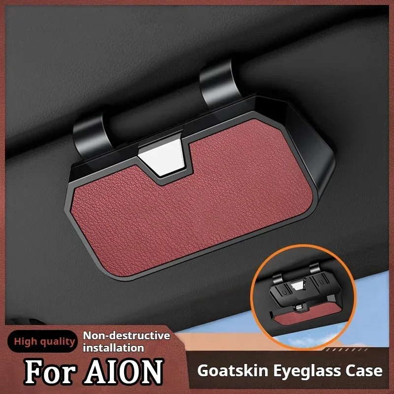 

New Car Sunglasses Case Multifuncional Storage Box Goatskin glasses case For AION Y V SMAX RT SPlus S interior Accessores