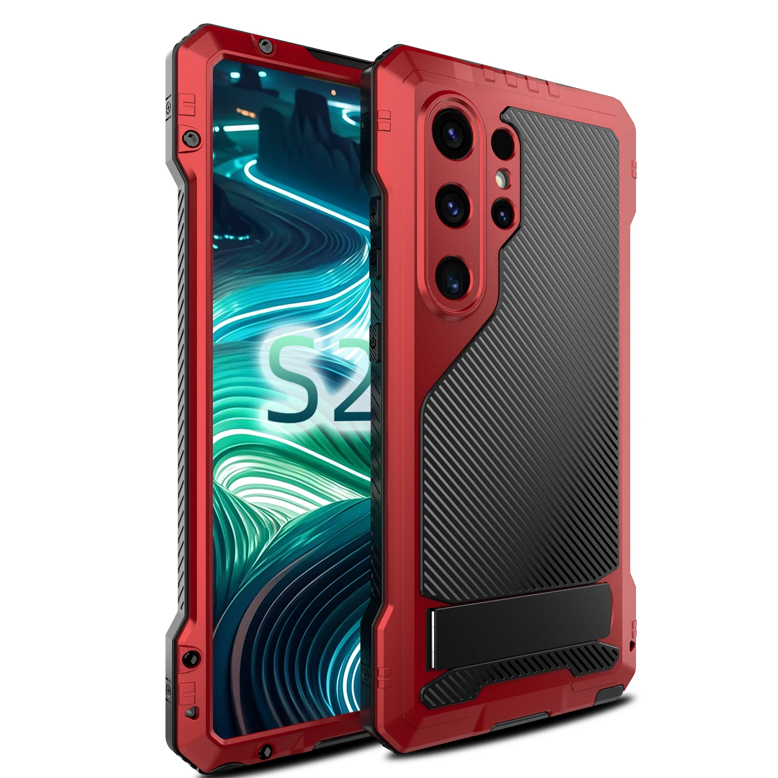 

Подходит для Samsung Gaiaxy S25 S24 Ultra Metal, трехметаллический комплект защиты от падения, защитный чехол с кронштейном