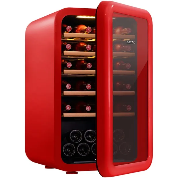 Freestanding Mini Storage Room Bar Single Bottle Glass Cabinet Corner Compressor Refrigerator Wine Cooler Retro For Sale