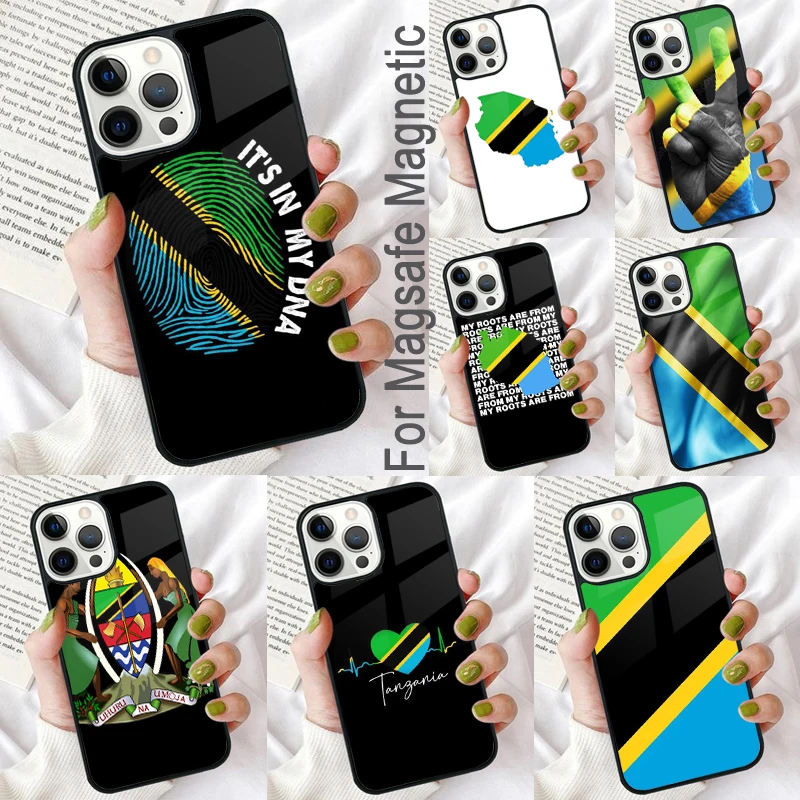 Tanzania Flag Magnetic Soft Phone Case for iPhone 16 Promax 15 Pro 13 14 Plus 11 12 Mini MagSafe Coque