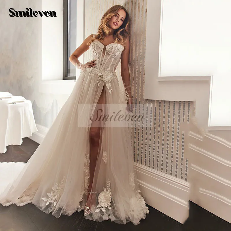 

Smileven Sweetheart Neck Wedding Dresses A Line Side Split Wedding Gowns Vestido de novia Tiered Tulle Bridal Dress 2024