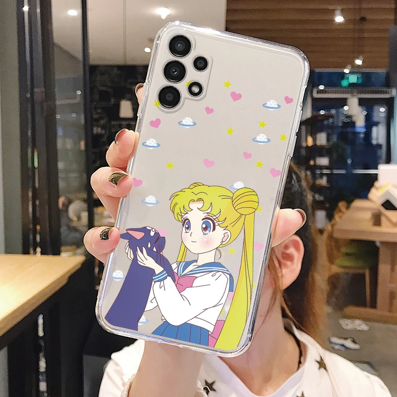 Tampa traseira clara para Samsung Galaxy, Anime dos desenhos animados, marinheiros, estrelas, coelho, meninas, gato bonito, Samsung Galaxy A32, 4G, A 32, M32, 5G, A52, A52S, a72