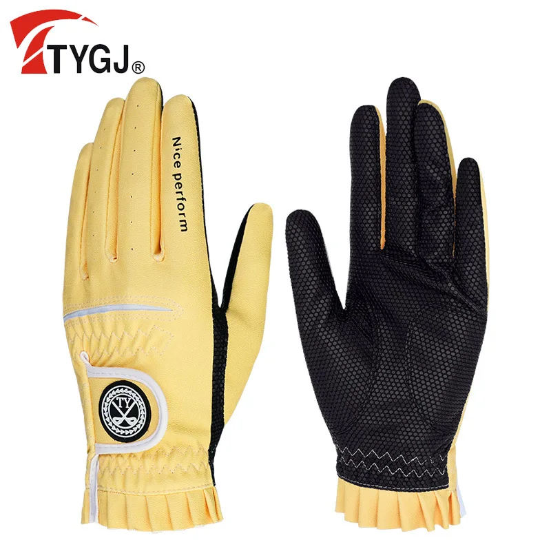 Cross-Border Supply of New Golf Gloves Women's Korean-Style Golf GlovesgolfNon-SlipPULeather gloves