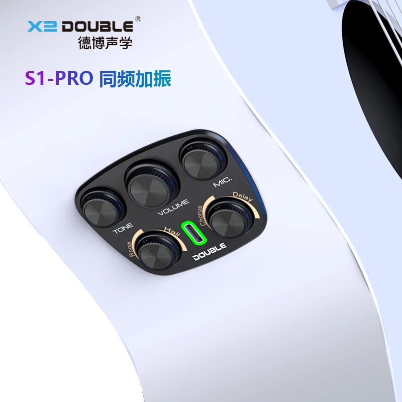 DOUBLE S1 PRO V3 Guitar Resonance Pickup with Piezo & Microphone,Built-in Reverb Chorus Delay Effect,Classical Guitar Pickup