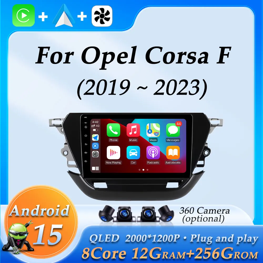 

Car Radio Video Audio Multimedia Player for Opel Corsa F 2019 - 2023 Wireless CarPlay DSP Stereo GPS Navigation Split Screen BT