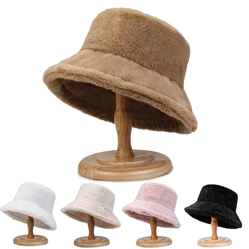 Outdoor Wind Protection And Warmth Warm Casual Fashion Cute Soft Furry Panama Bucket Fisherman Caps