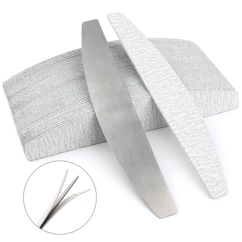 Einweg-Schleifpapier-Ersatzblätter aus grauem EVA, Körnung 100/180/240, 50/100 Stück, selbstklebende Ersatzpads mit Metallnagelfeilen-Griff