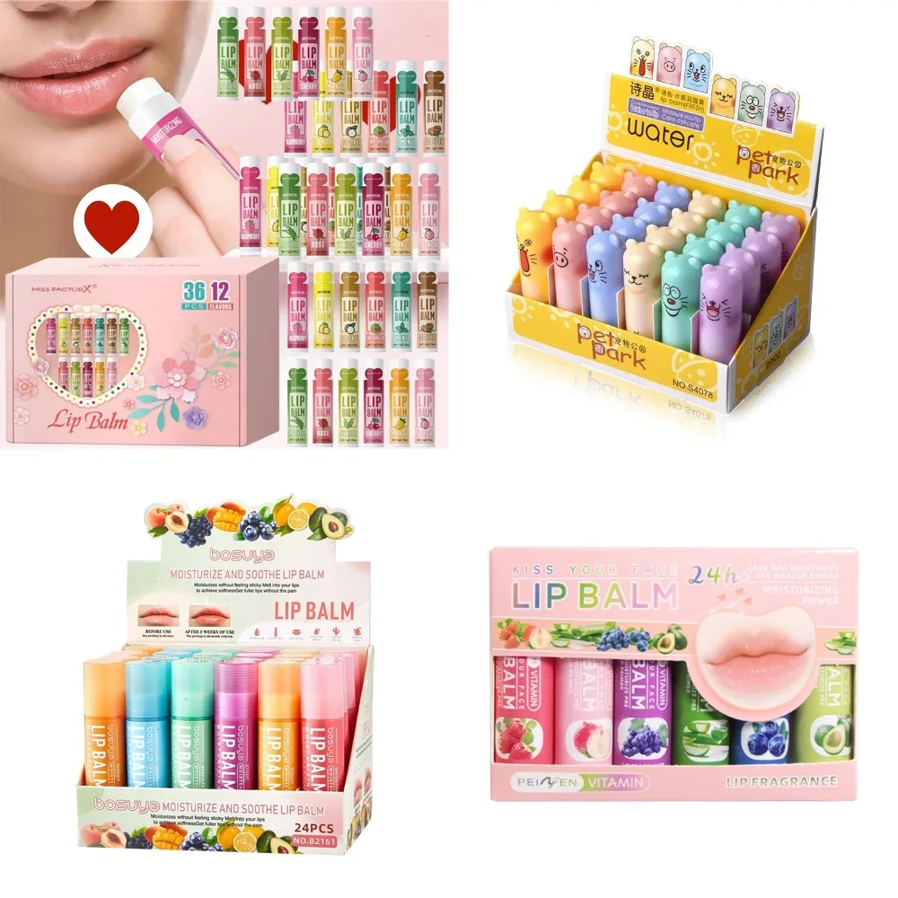 6/24/36pcs Moisturizing Lip Balm Set Deep Moisturizing and Brightening Lips Party Gift for Friends Natural Fruity Lip Balm Set