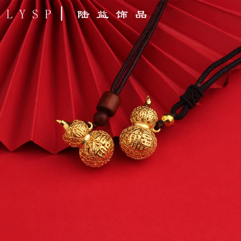 New Ancient gold craftsmanship gourd Pendant high-level necklaces Chinese style exquisite clavicle chain banquet jewelry gift