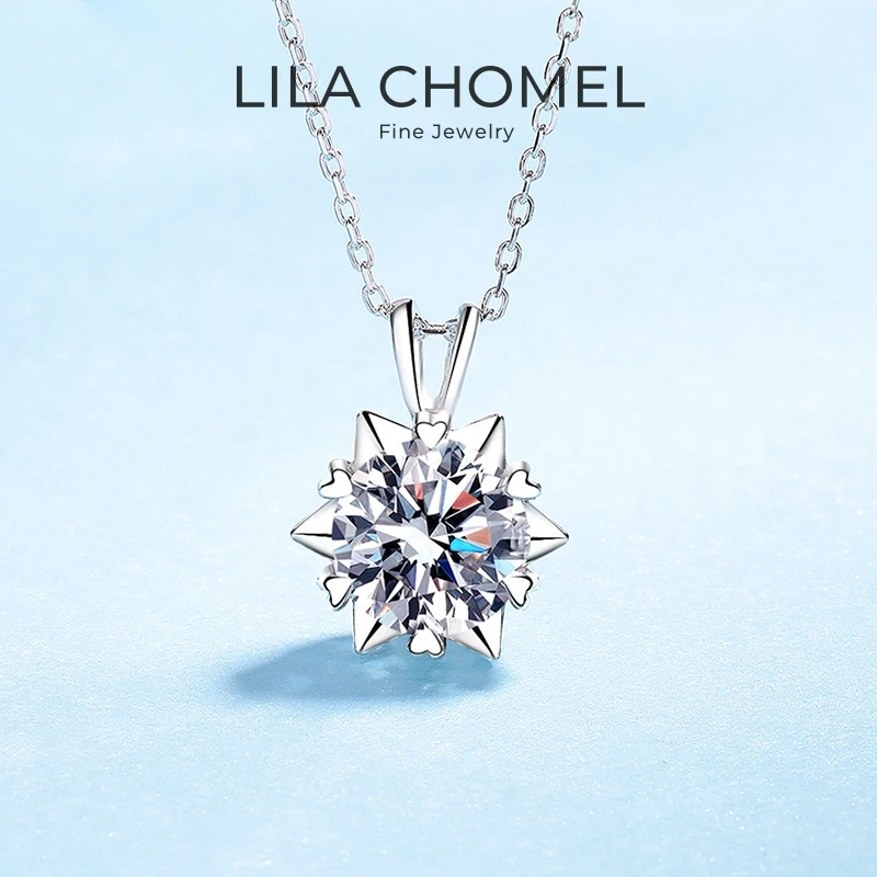 

Valentine's Day 18K White Gold Girl Hexagram Necklaces Daughter 1/2/3CT Moissanite Diamond PT950 Platinum Women Birthday Gift