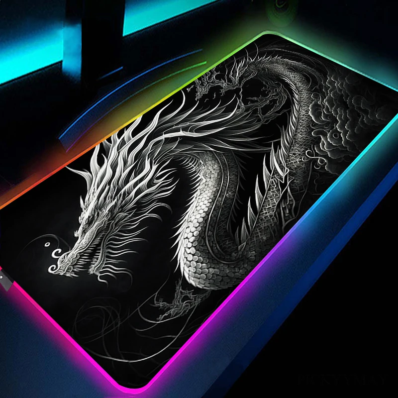 

Dragon Large RGB Mouse Pad Gaming Mousepad LED Mouse Mat Gamer Desk Mat Desk Pads RGB Keyboard Mats XXL 40x90cm Mousepads