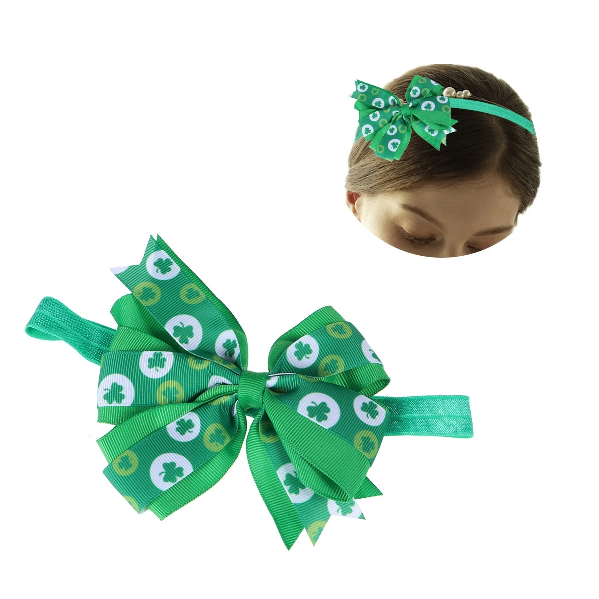 

Повязка для волос на День Святого Патрика для маленьких девочек, повязка на голову с принтом клевера, зеленая мягкая ткань, идеально подходит для праздничной вечеринки, фотосессии, повседневного использования