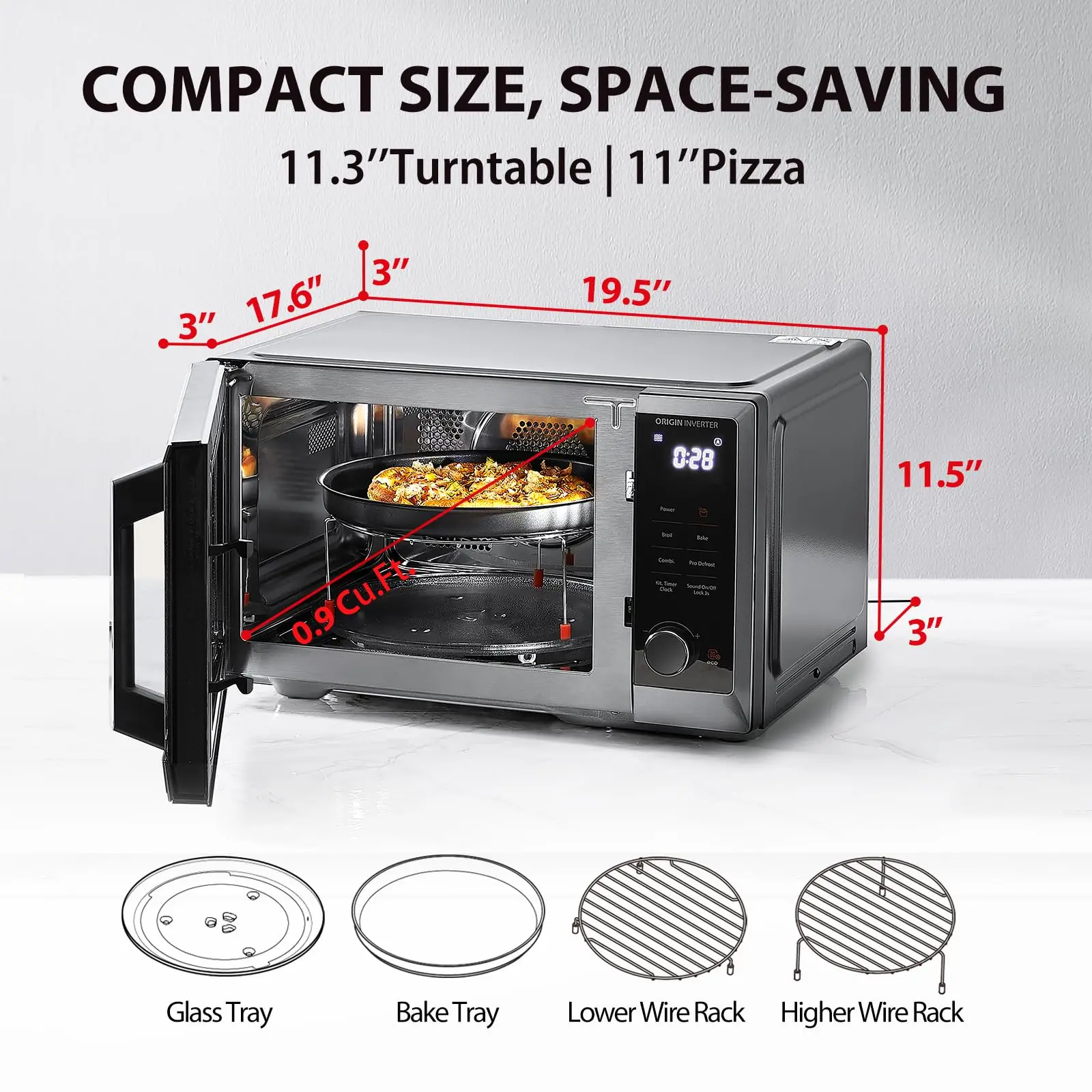 TOSHIBA Freidora de aire con horno microondas inversor 6 en 1 Combo serie MASTER - Asilo, convección, combi rápido, 27 menú automático