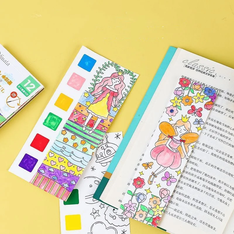 كتاب تلوين Bview Art Magic المنشط بالماء للأطفال - ملصقات رسم الغواش قابلة لإعادة الاستخدام مع وسادة رسم بالألوان المائية وفرشاة #4