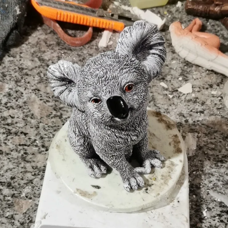 Adorable Resin Koala Figurine- Grey Jungle Theme Garden Ornament, Cute Outdoor Decor