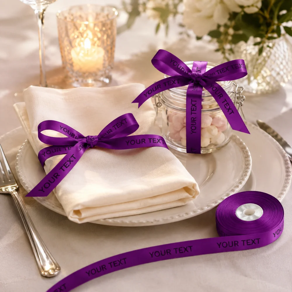 2M Custom Text Satin Ribbon Personalized Printed Ribbon Wedding Bouquet Wrap Gift Box Packaging Party DIY Accessory