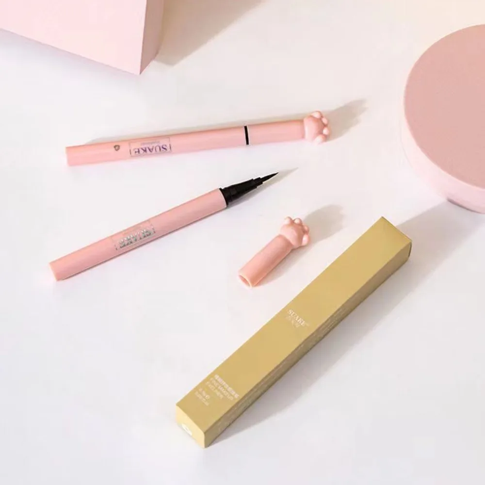 Delineador de ojos líquido de cabeza delgada de moda, lápiz de maquillaje duradero a prueba de sudor, delineador de ojos con garra de gato
