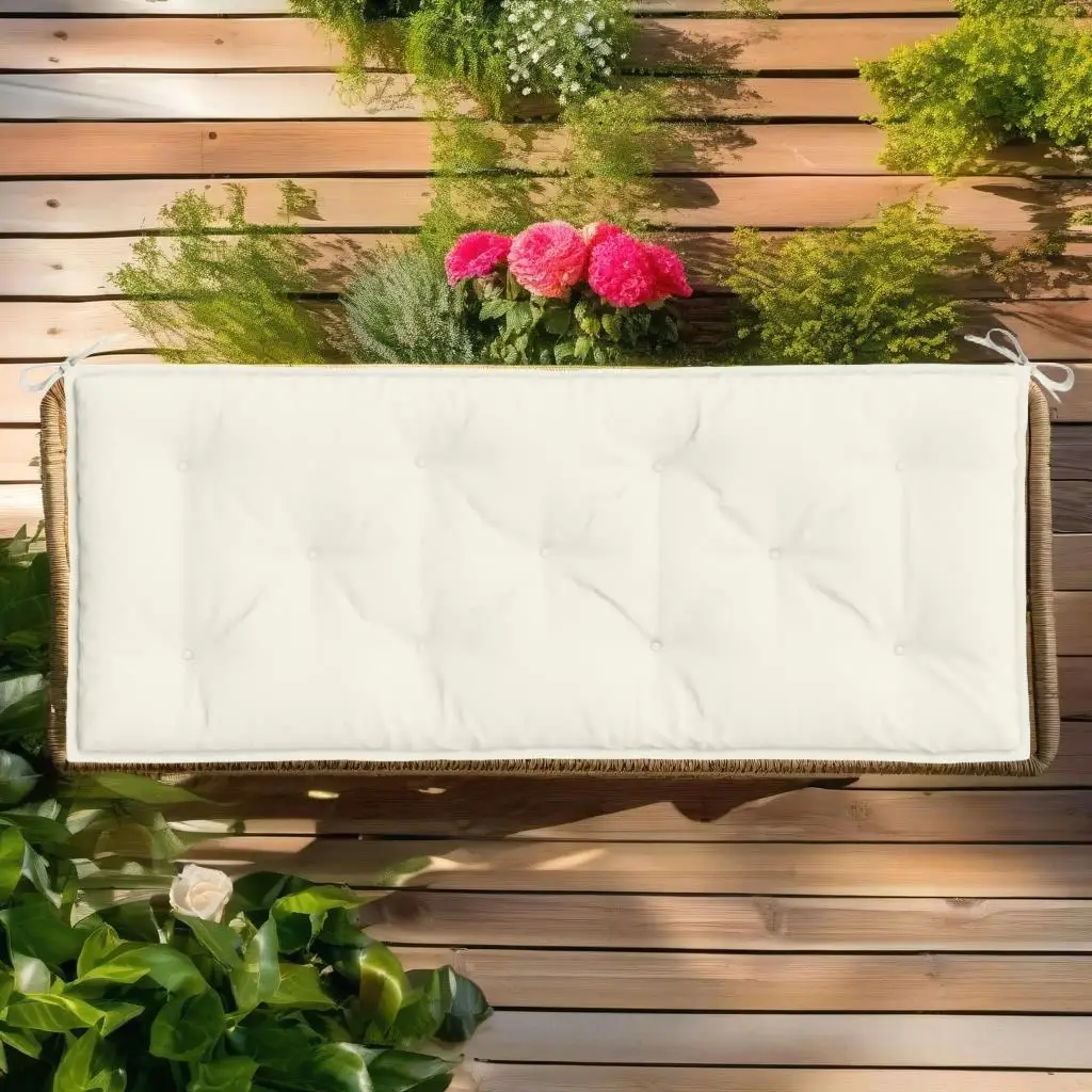 

Melange Cream Garden Bench Cushion 47.2x19.7x2.8 Durable Fabric Outdoor Seating Pad