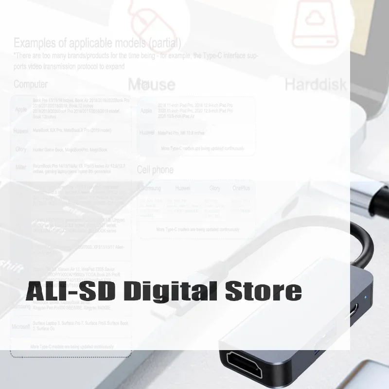 Docking Station 3In1USB HUB Multi Splitter 4KType C To -compatible USB3.0Docking Station Laptop Adapter For MacBook IPad Samsung