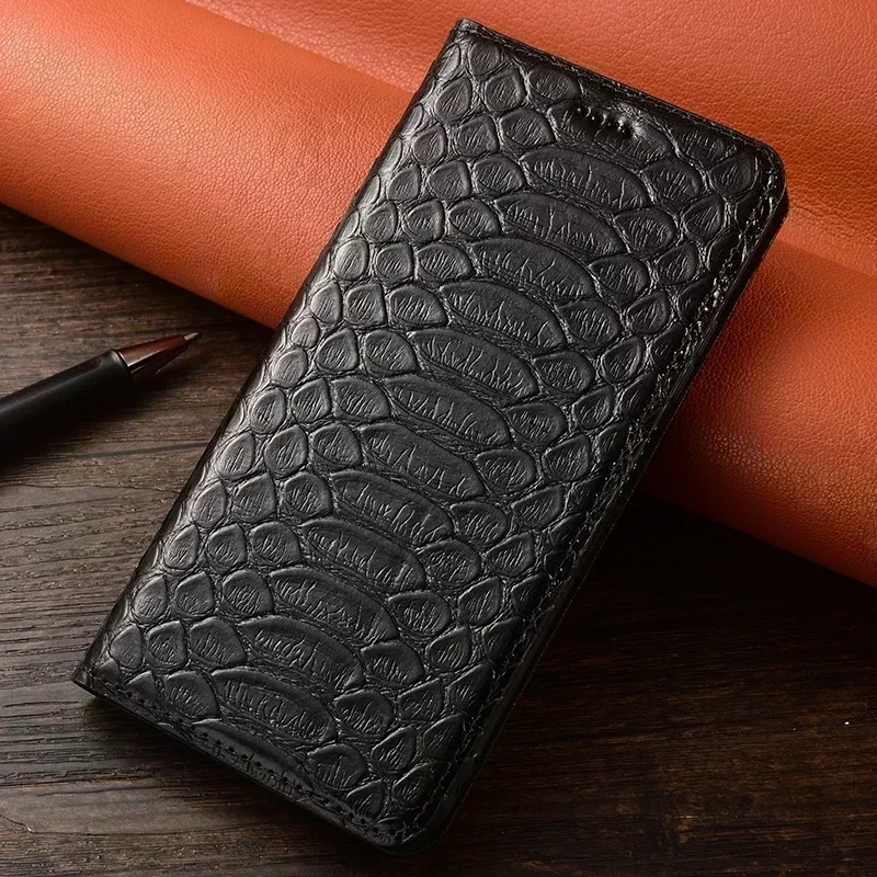 Python Pattern Genuine Leather Case For Xiaomi Redmi K20 K30 K30s K40 K40S Pro Plus Ultra Gaming Cowhide Magnetic Flip Cover