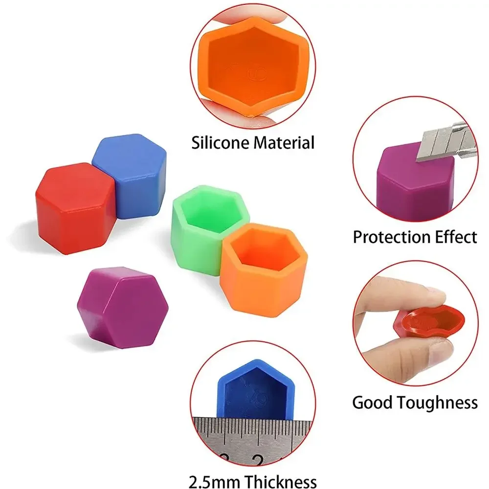 20pcs 5colors Uminous Silicone Car Bolt Caps Wheel Nuts Silicone Covers Practical Hub Screw Cap Protector 17mm 19mm 21mm