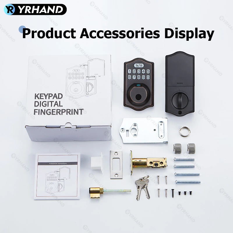 Easy Installation Biometric Fingerprint Lock Keyless Entry Door Lock Electronic Keypad Deadbolt with Keys Anti Peek Password