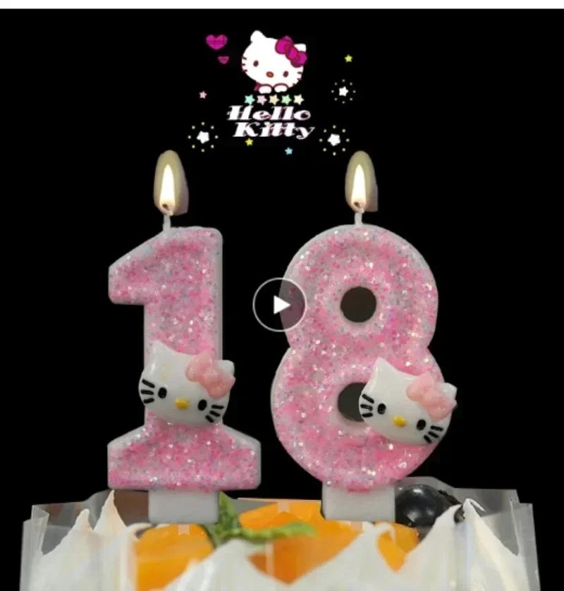 Sanrio Hello Kitty Number Birthday Candle Kitty Cat Digital Candles Birthday Cake Decoration Anniversary Party Candles