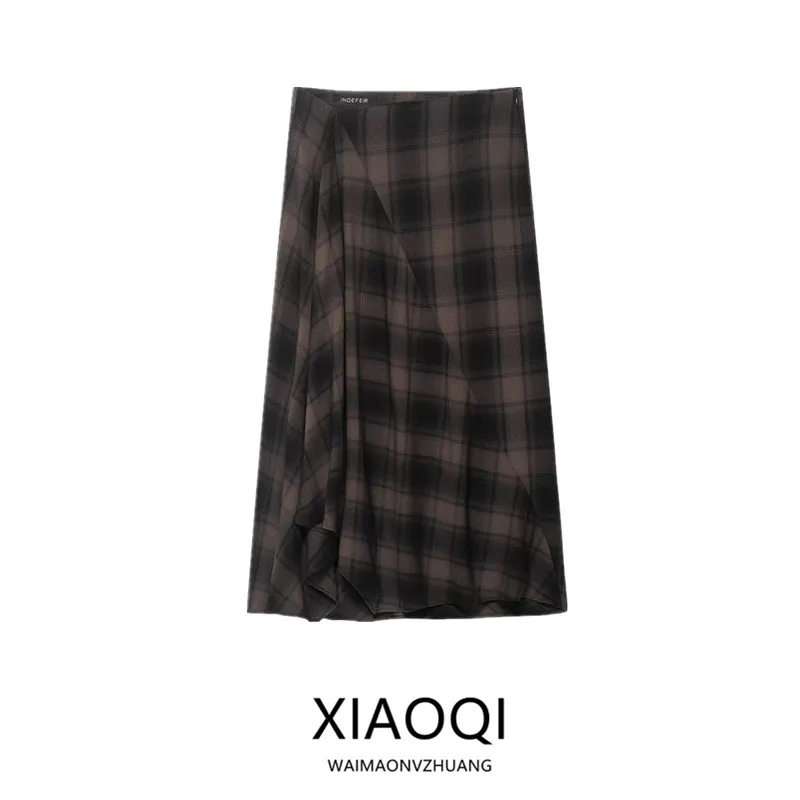 

High Waist Versatile Plaid Midi Skirt Autumn New Arrival Women's Faion Commute Sle Casual Straight Cut Other Materials