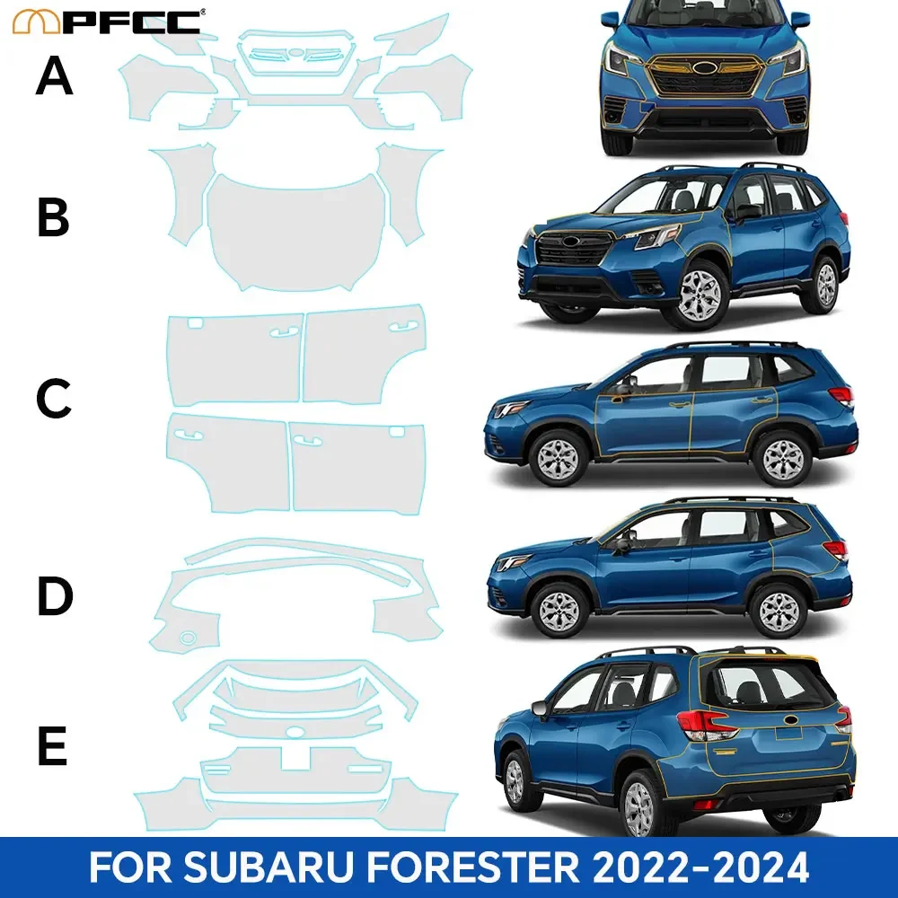 8.5Mil TPU For Subaru Forester 2022-2024 Pre-cut Car Paint Protection Film PPF Body Sticker Clear Anti-Scratch Bra Resistant