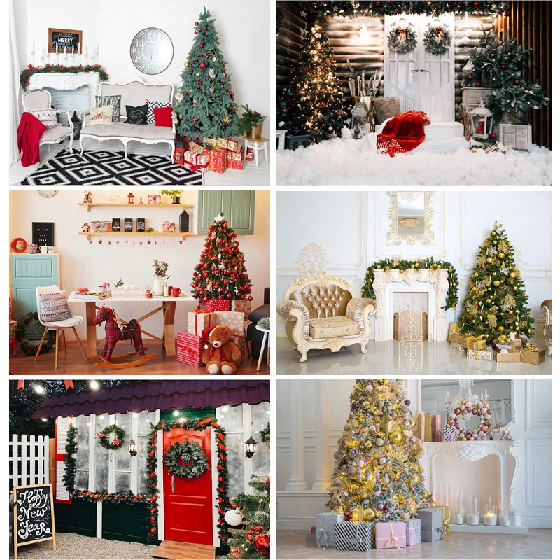 

SHENGYONGBAO Christmas Backdrops Fireplace Tree Winter Baby Photography Background For Photo Studio Photophone DHY-04